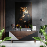 Tiger as a Gentleman Brushed Aluminum Dibond Wall Art.